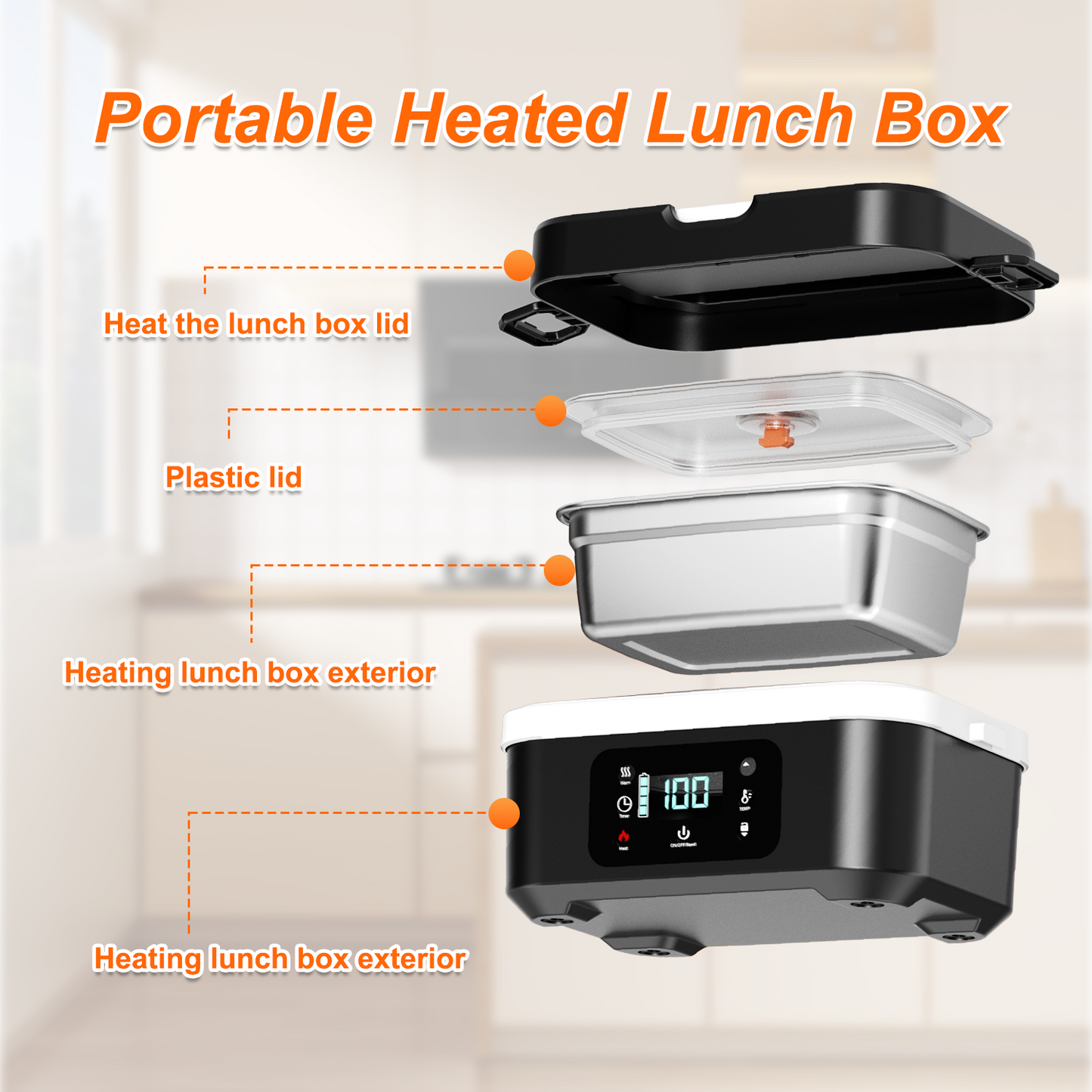 WarmBox™️ Portable Rechargeable Stainless Steel Electric Lunch Box