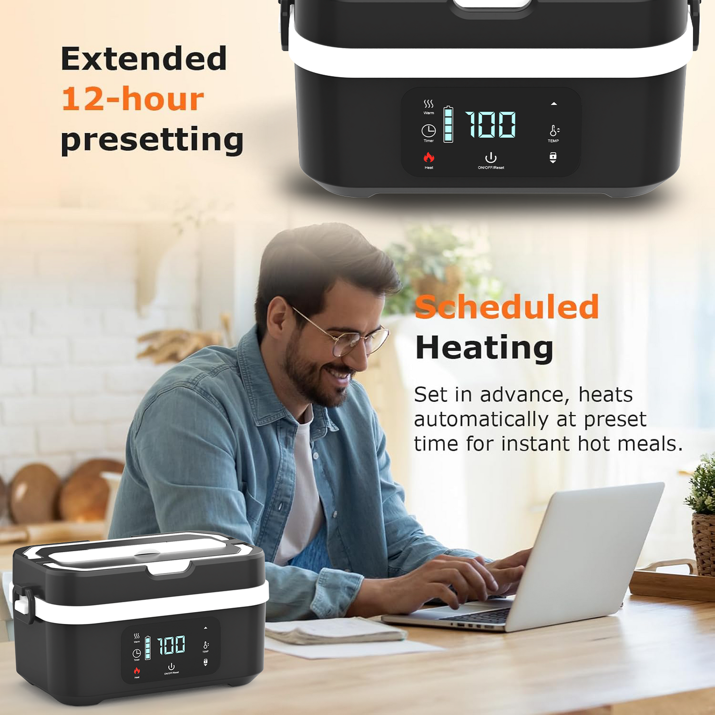 WarmBox™️ Portable Rechargeable Stainless Steel Electric Lunch Box